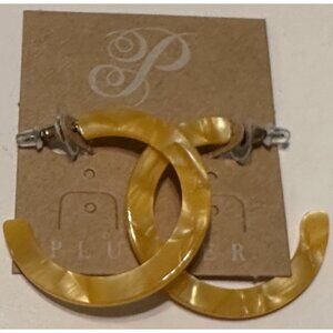 Plunder Design Yellow Acrylic Hoop Earrings Pierced Ears Jewelry Beach Boho